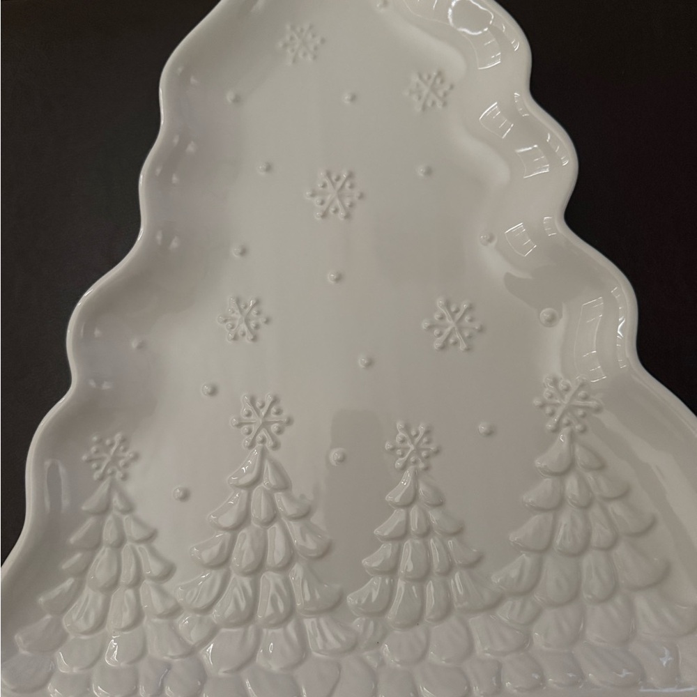 White Christmas Tree Shaped Serving Platter